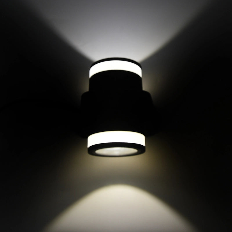 APPLIQUE LED DA PARETE 2x7W GRIGIO CON DOPPIA EMISSIONE A LUCE NATURALE - DESIGN CILINDRICO E ALTA EFFICIENZA ENERGETICA PER ESTERNI