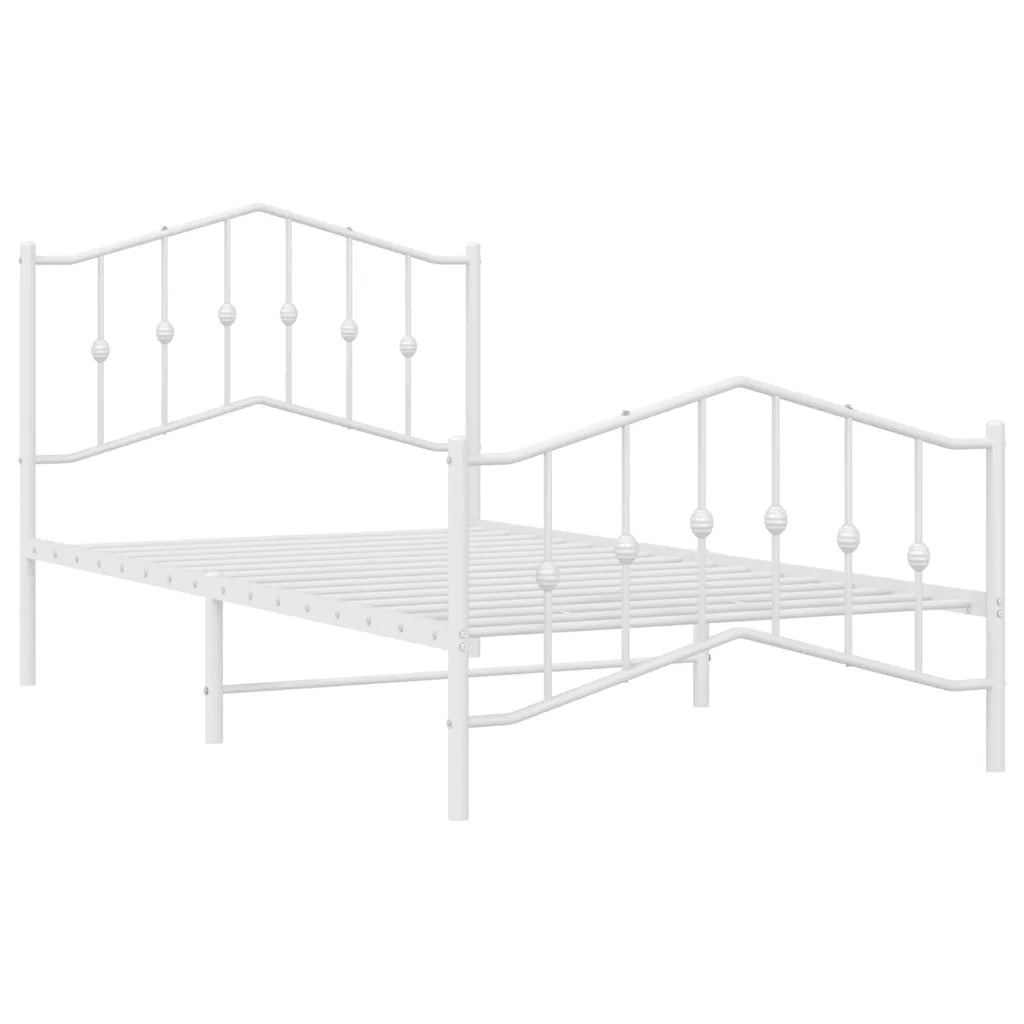 Giroletto con Testiera e Pediera Metallo Bianco 100x190 cm 373850