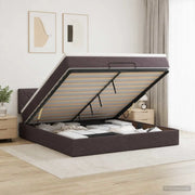 Letto Ottomano con Materasso e LED Marrone Scuro 140 x 200 cm 3456998