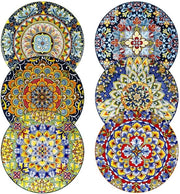 Set di piatti dessert in porcellana, 6 pezzi, 21,6 cm, set di piatti da dessert e da dessert piccolo, resistente a magnetron, forno e lavastoviglie, stile bohemien, colorati per la cucina