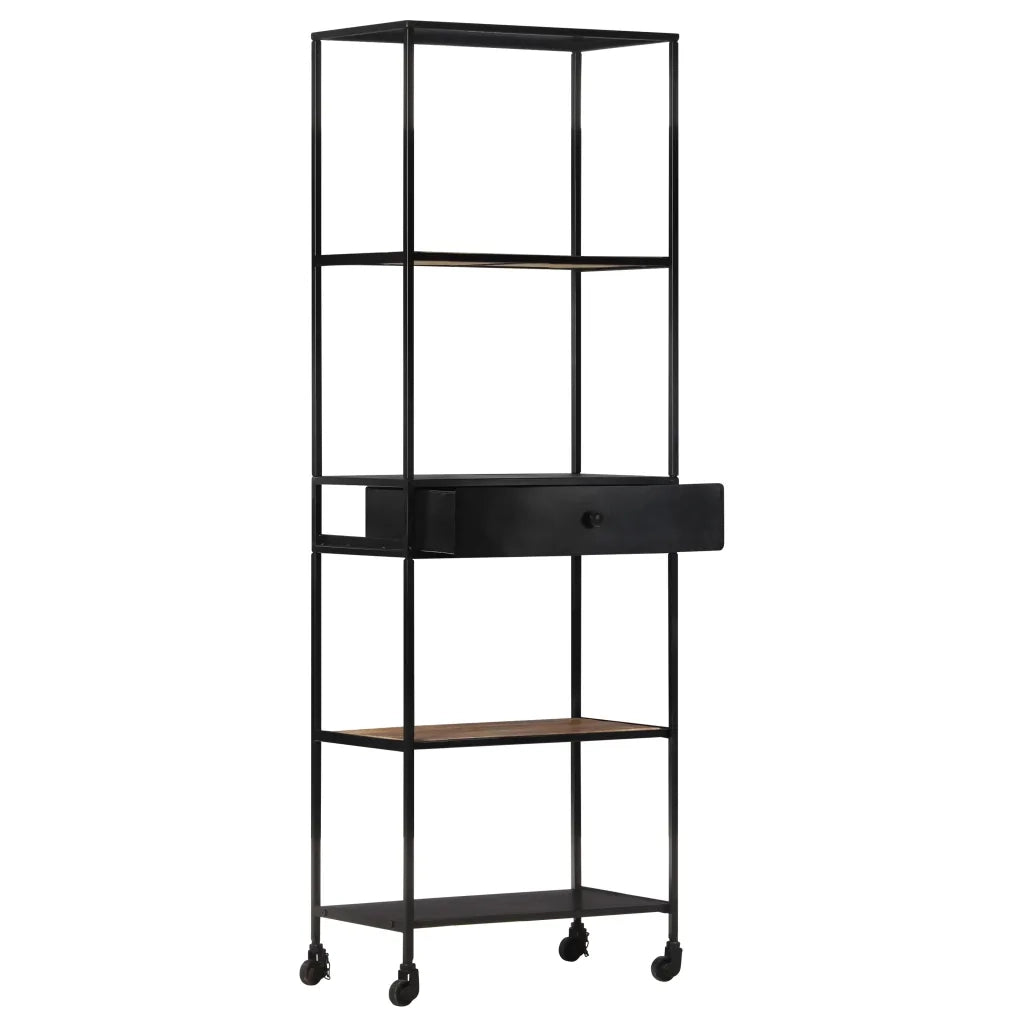 Libreria 60x35x180 cm in Legno di Mango Grezzo e Ferro cod mxl 19255