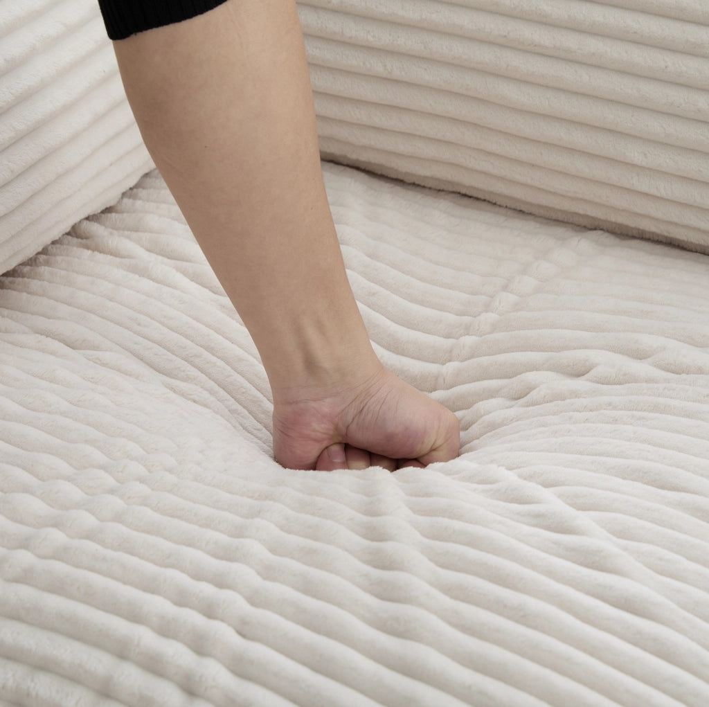 Divano modulare combinabile 322x161x75 cm in velluto a coste beige