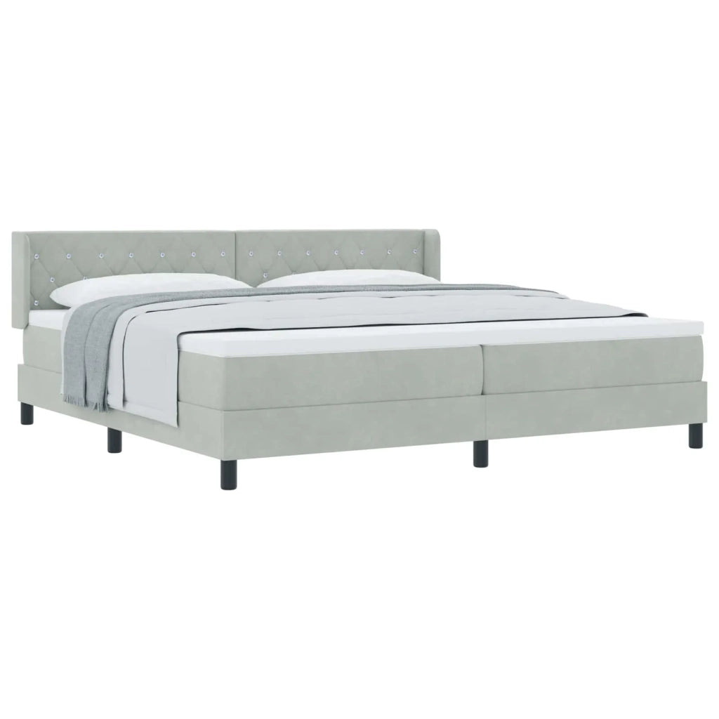 Letto a molle con testiera Grigio chiaro 200 x 200 cm Velluto 3341432