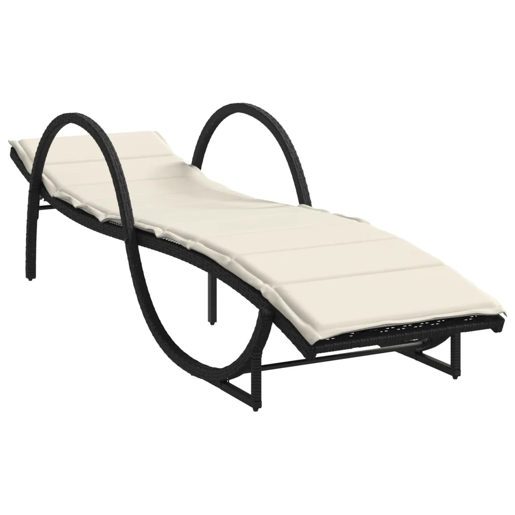 Lettini Prendisole 2 pz con Tavolino Nero in Polyrattan 368263