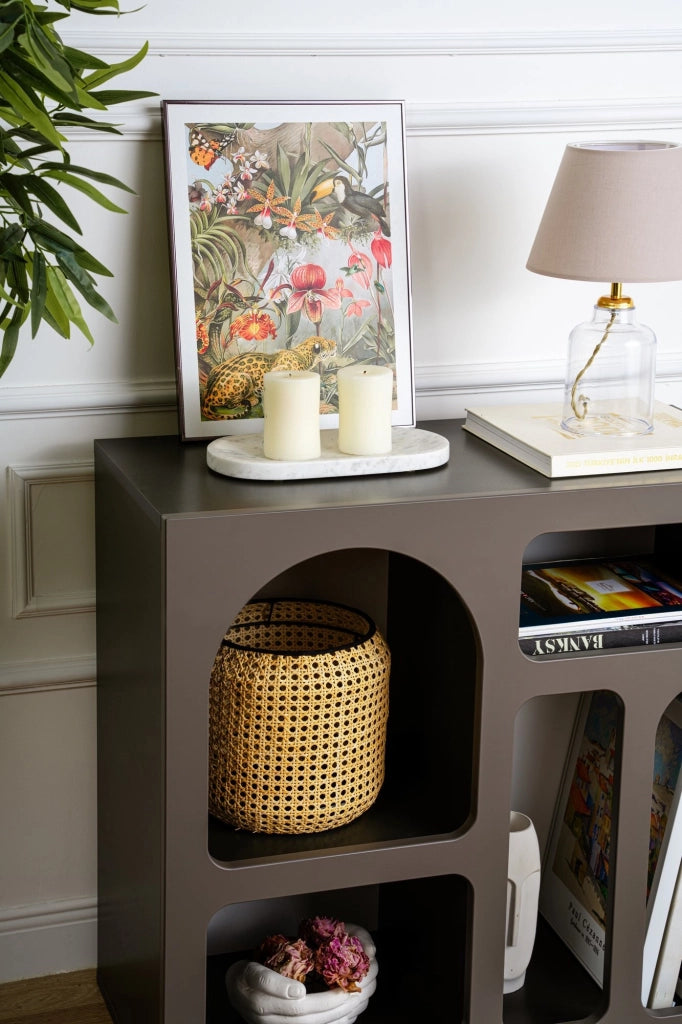 Credenza in legno "Lessa" - 80 x 37 x 74 cm - Grigio antracite