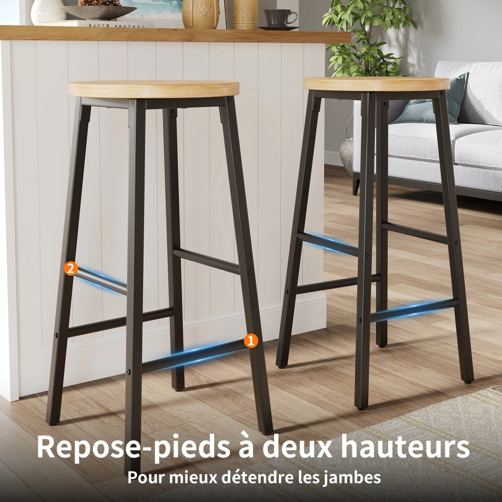 SGABELLO da bar 30x30x63 cm MDF e metallo nero Set da 2 pezzi