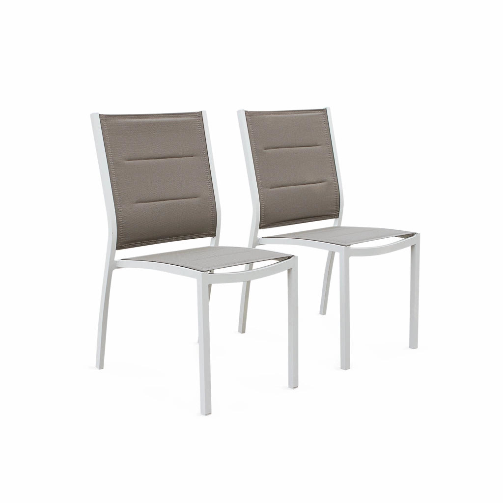 Set tavolo da giardino allungabile in alluminio con 6 sedie, bianco
