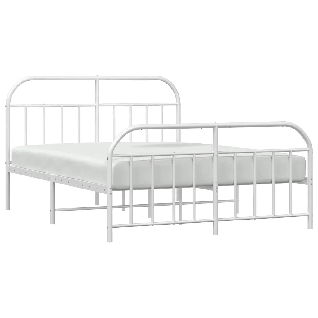 Giroletto con Testiera e Pediera-Struttura Letto Metallo Bianco 135x190 cm 873003