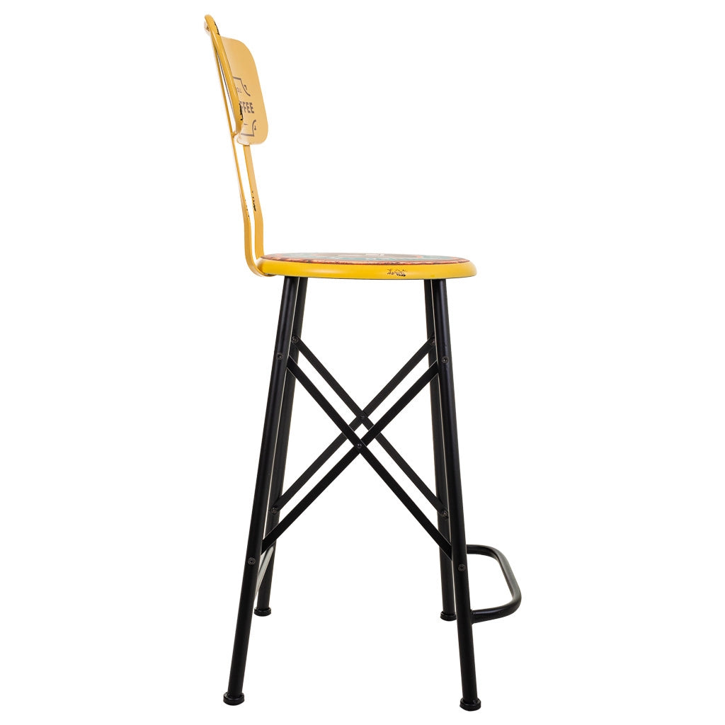 Sgabello in metallo giallo 46x100x40h cm