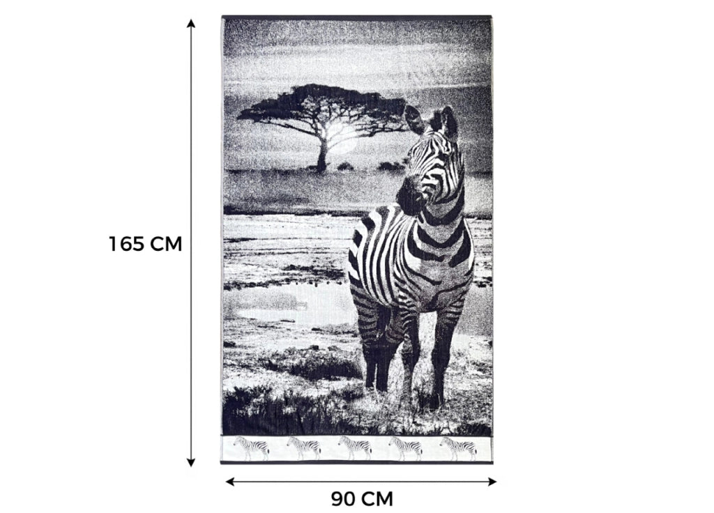 Telo Mare Jacquard Spugna Asciugamano Spiaggia Disegno Zebra Sunset KR - Telo Mare - Black-White