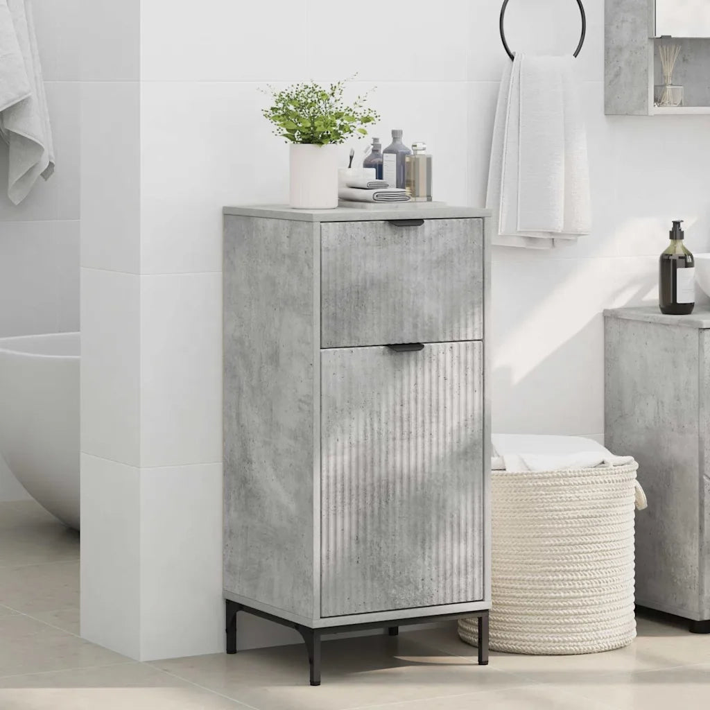 Mobile da Bagno con cassetto Grigio cemento 39,5 x 36 x 88 cm 883397