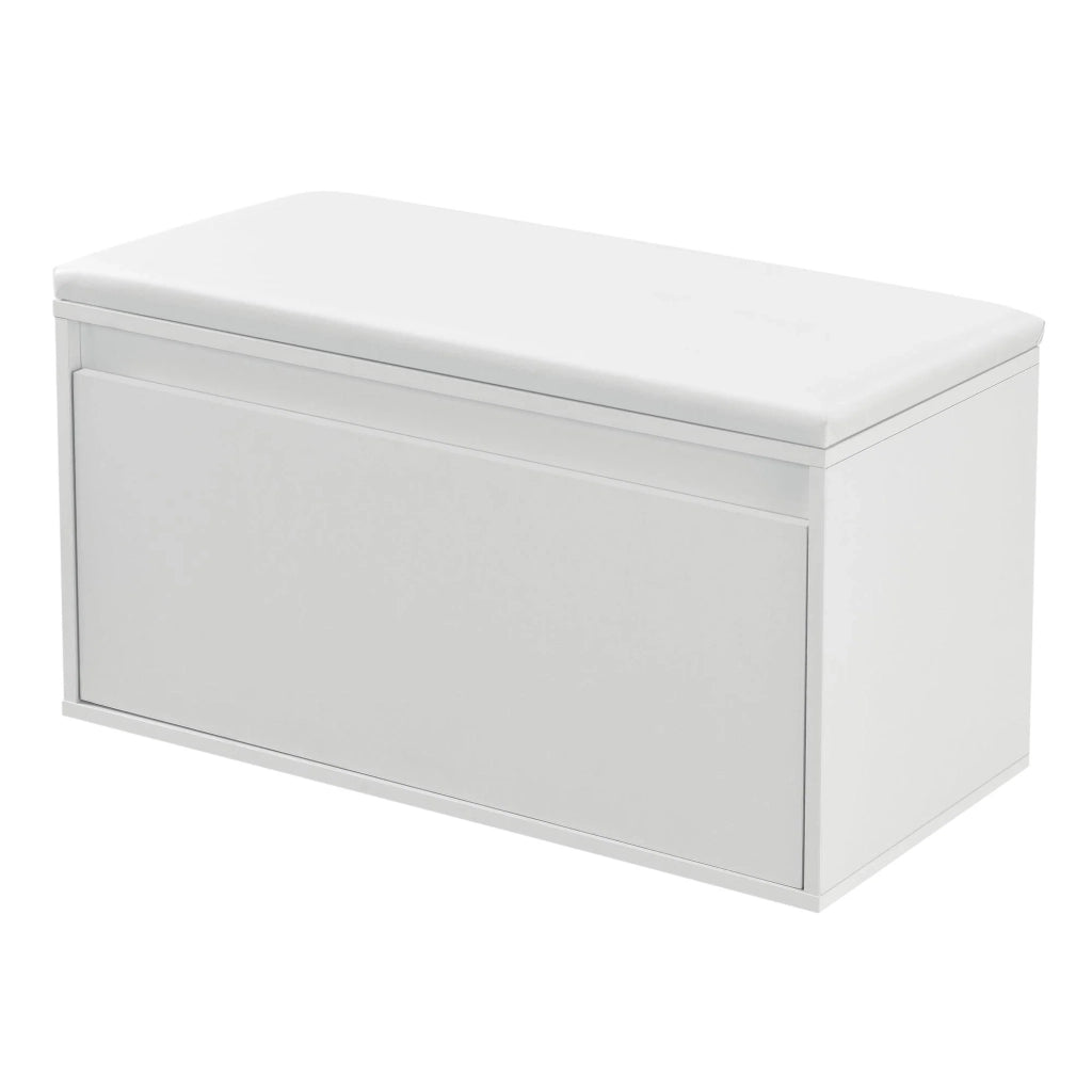 Panca portascarpe di design con cassetto mobile da ingresso con seduta imbottita elegante contenitore per 3 paia di scarpe truciolato PU sintetico 80 x 39 x 45 cm bianco 03_0004679