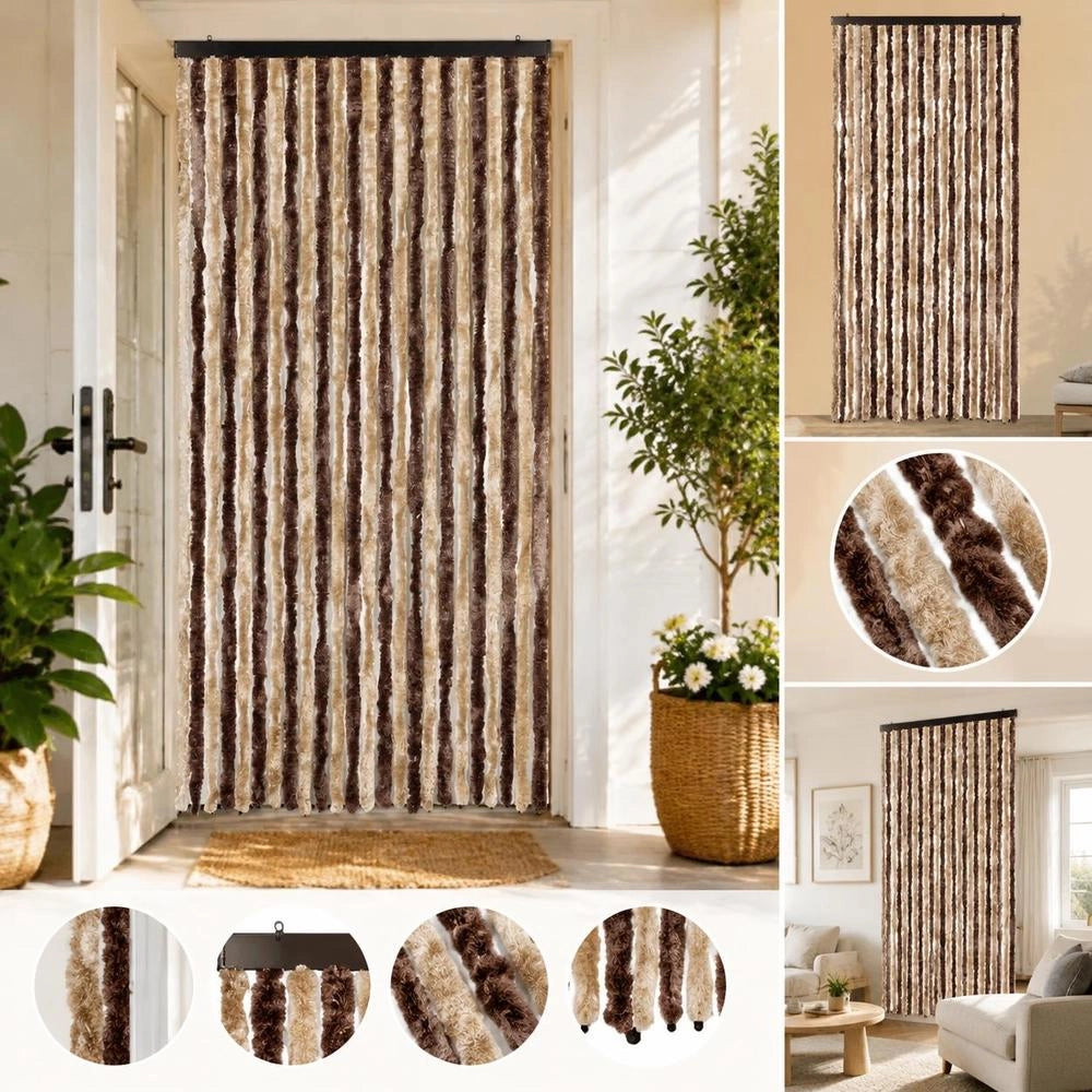 Fly Curtain Beige And Light Brown 100x230 Cm Chenille