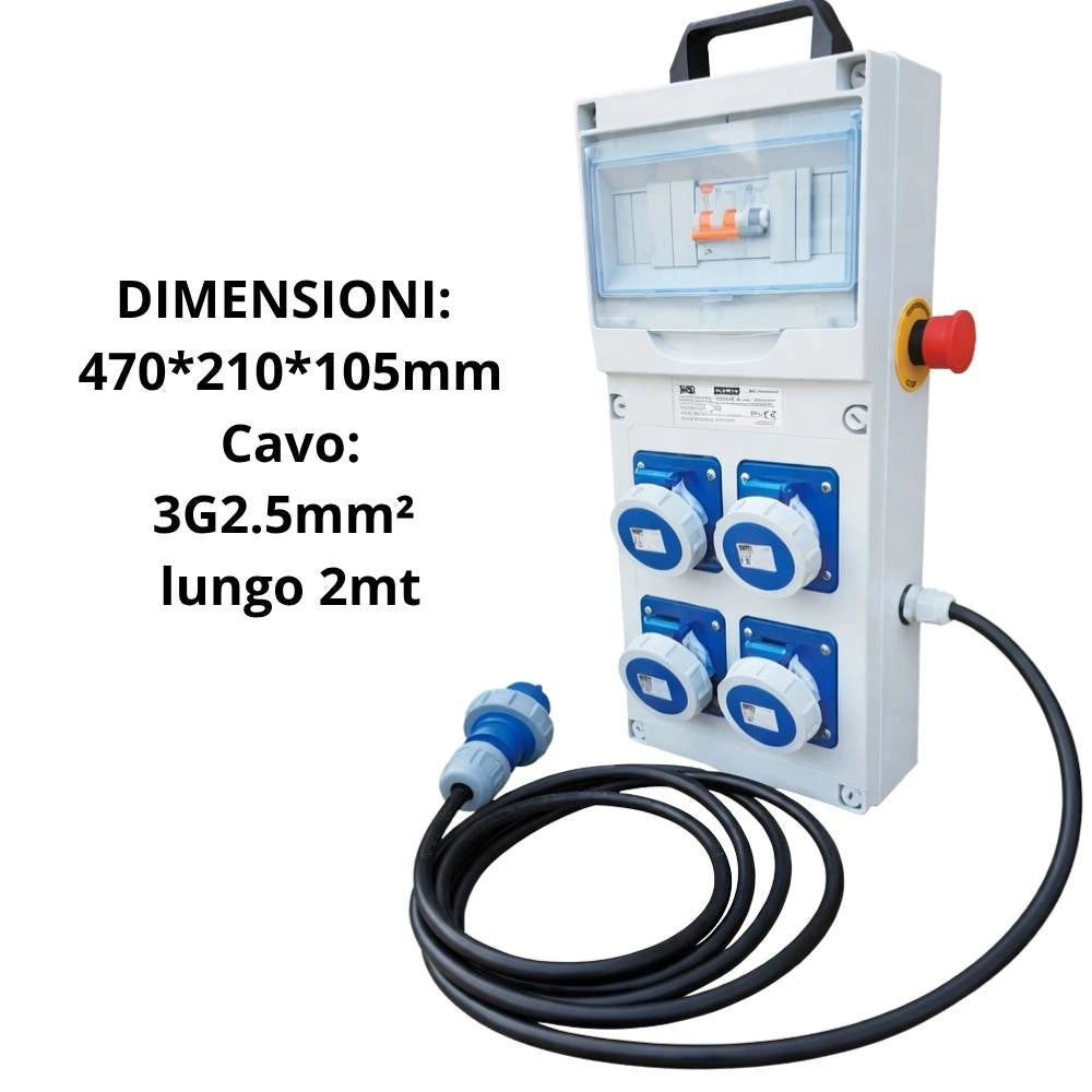 Quadro elettrico portatile ecova 30618 4 prese cee 16a ip67 cavo 3x2,5mm²