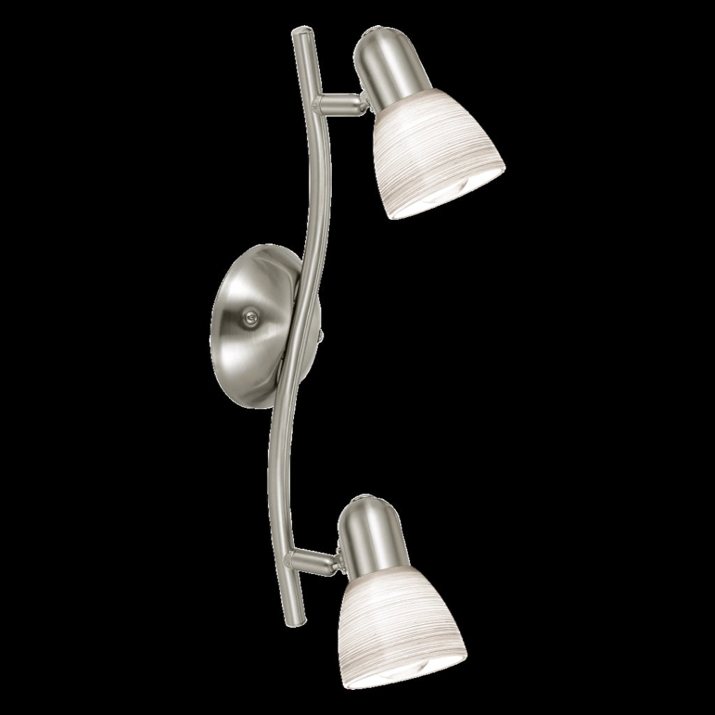 Dakar 1 Arco 2Lx40W E14 Nickel+Vetro Bianco Rigato - Eglo