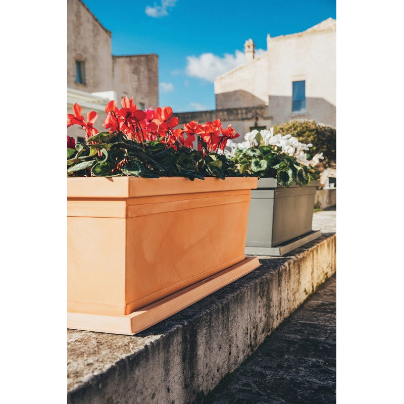 Vaso Fioriera decorativo classico tradizionale 80x40 H34 in polimero resistente antracite per piante per giardini e terrazze - Made in Italy - Monacis