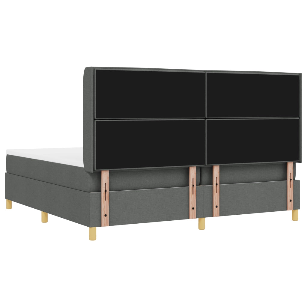 Letto con Rete a Molle e Materasso & LED Grigio Scuro 200x200 cm in Tessuto