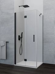 Box doccia angolare GLASS pieghevole + laterale fisso 75 (40+35)x70 cm nero trasparente