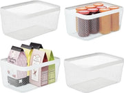 Set di 4 contenitori multifunzionali, contenitore di metallo per cucina, magazzino, bagno e altri - contenitore a filo compatto e universale - bianco