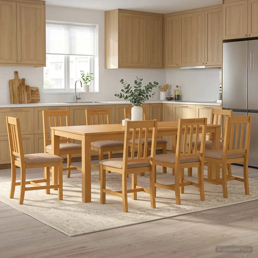 Set da pranzo 9 pz Grigio Legno di Quercia Massello 3430401
