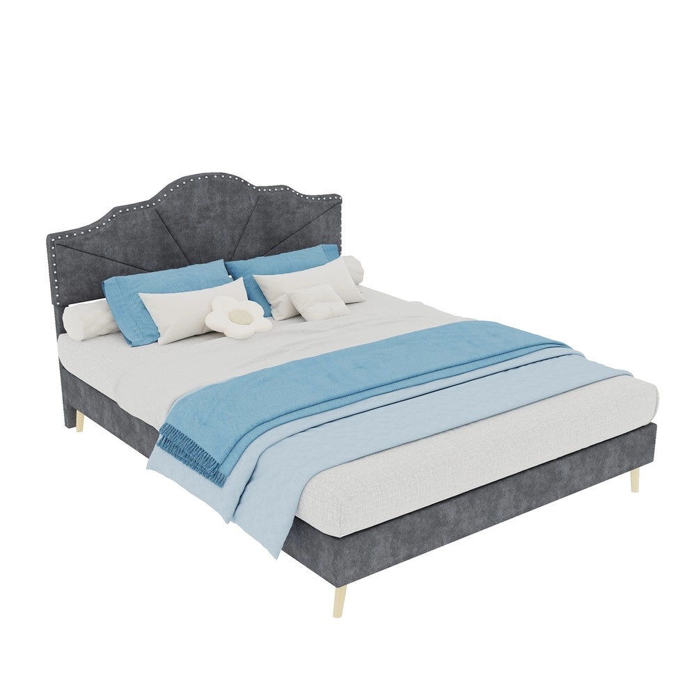 Letto Contenitore Imbottito ¨C MINIMAL ¨C Grigio 140x200 con Materasso