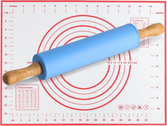 Spazzola per impasto in silicone con manico in legno e lamina abrasiva in silicone – Ideale per la preparazione di pizza, dolci e fondant