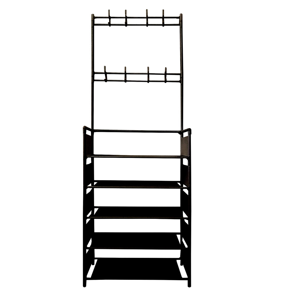 Appendiabiti Da Ingresso Con Scarpiera 16 Grucce 5 Ripiano Nyana Home Nero