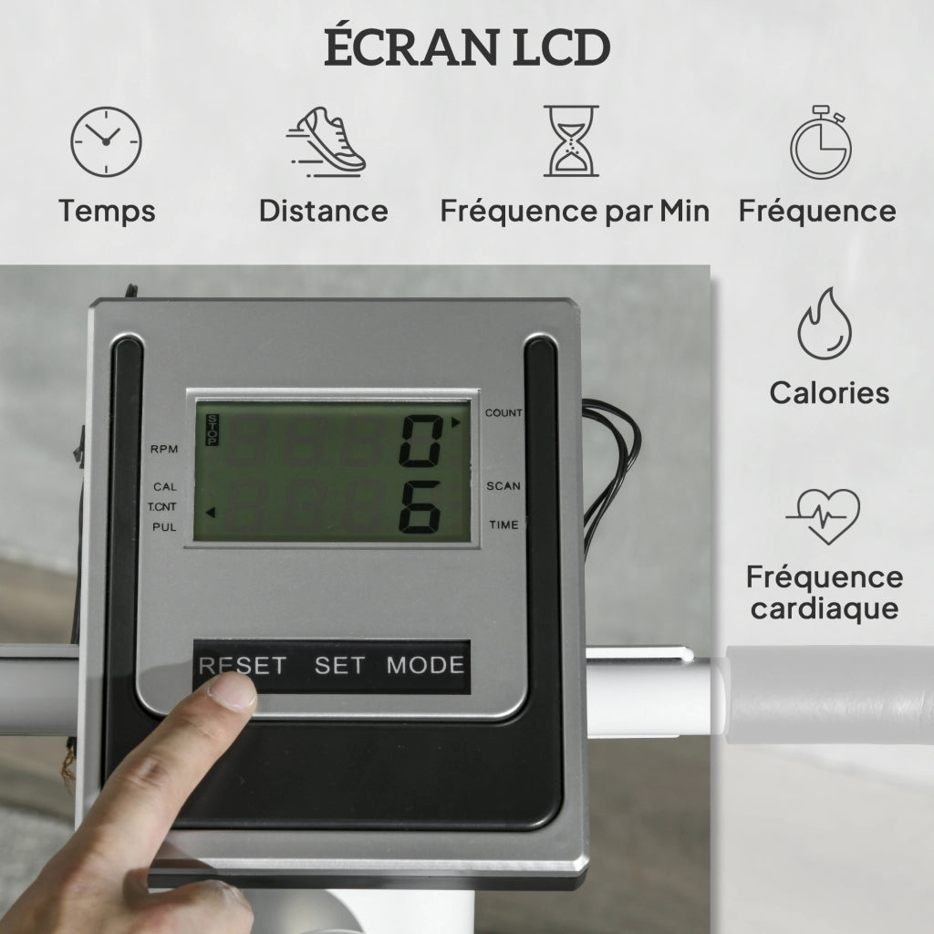Stepper con manubrio 12 livelli resistenza regolabile LCD 2 ruote pedali antiscivolo ¨C zephmum ¨C bianco e nero