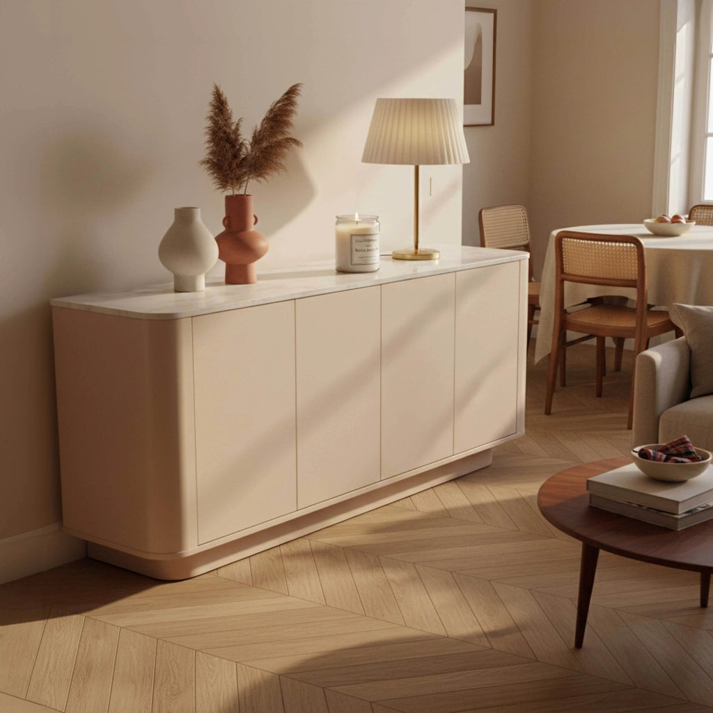 Oviala - Credenza semplice a 4 ante 180 cm crema