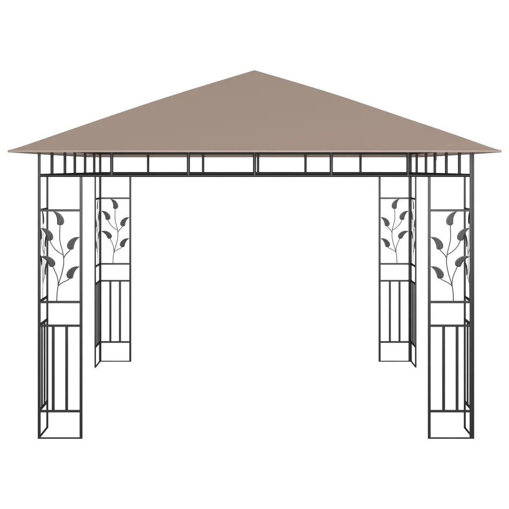 Gazebo | Pergolato con Zanzariera Luci LED 3x3x2,73 m Grigio Talpa