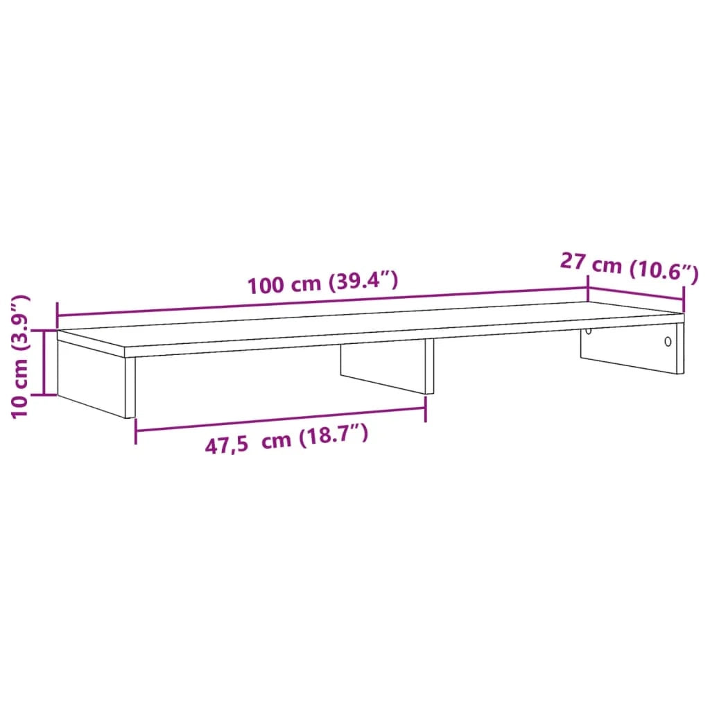 Supporto per monitor mobile da scrivania 100 x 27 x 10 cm legno ingegnerizzato grigio 02_0044834