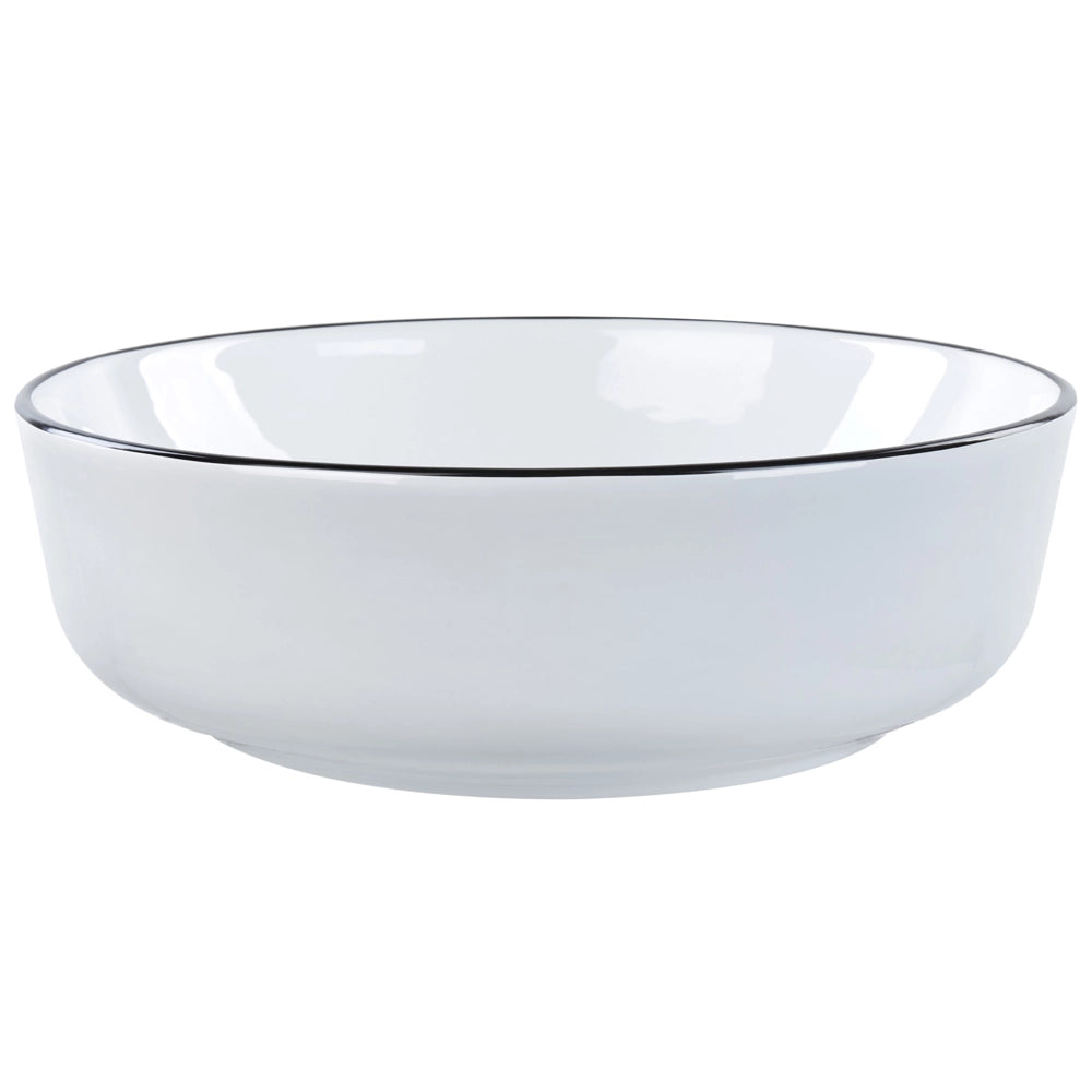 Lavabo Bianco con bordo nero Ceramica lucida ⌀ 42 cm Lavabo da bagno ovale