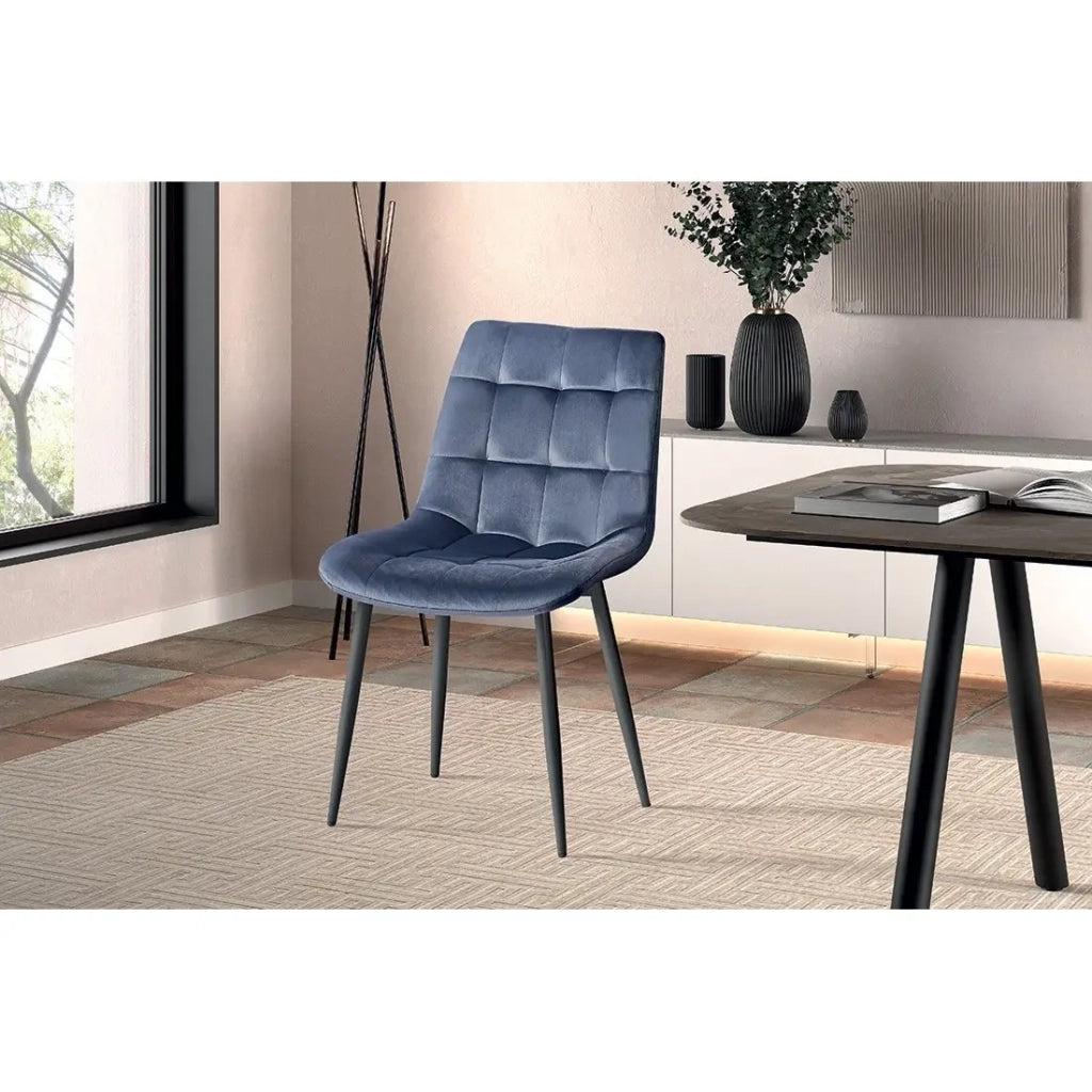 Sedia design KALI – Velluto grigio scuro e gambe in metallo