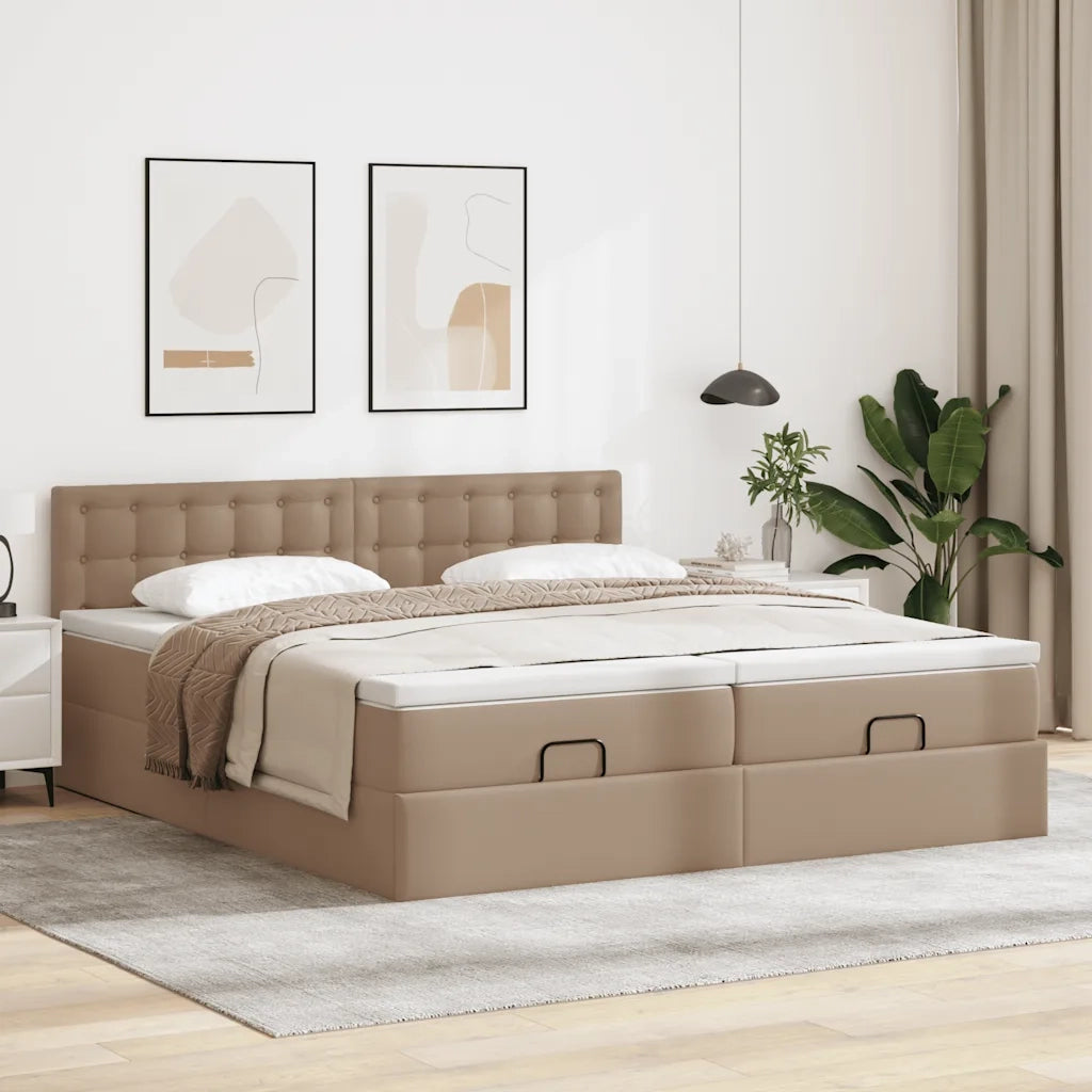 Struttura Letto Pouf con Materassi 200x200 cm Similpelle 3311965