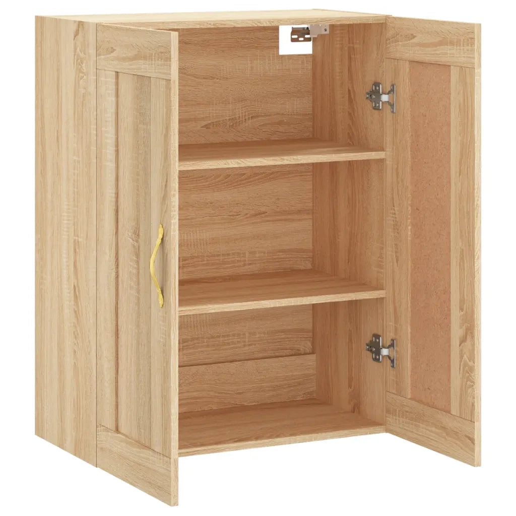 Elegante pensile da parete 69,5 x 34 x 90 cm con 3 scomparti stile contemporaneo in legno di rovere Sonoma 02_0049306
