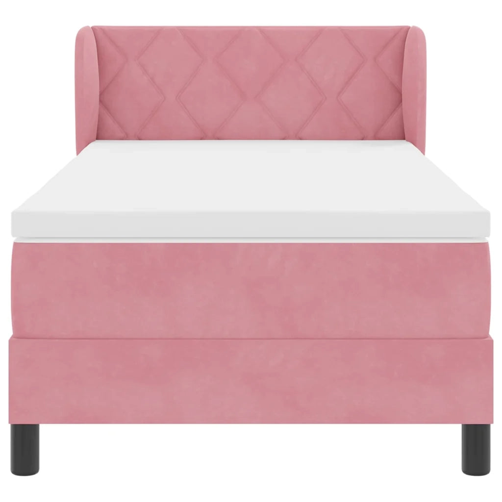 Letto a molle con cuscino Rosa 100 x 200 cm Velluto 3340435
