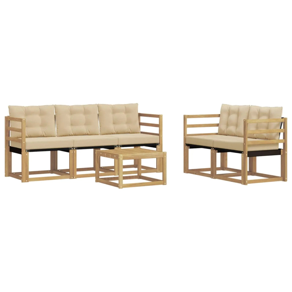 Set di divani da esterno con cuscino 6 pcs Bianco e Beige