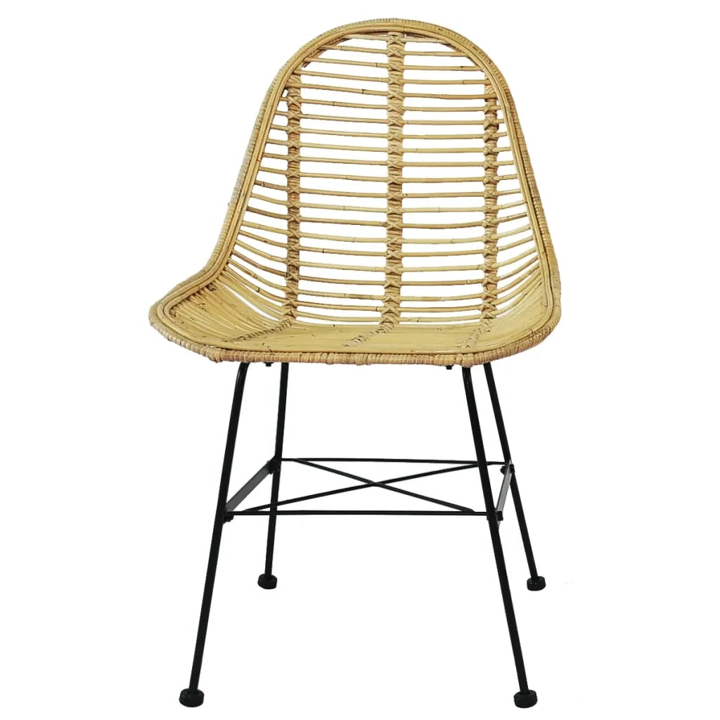 Sedie da Pranzo Set 6 pz in Rattan Naturale