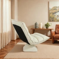 Poltrona in Tessuto Imbottita Girevole a 360° e Reclinabile a 3 Livelli 62x70x95cm, Beige