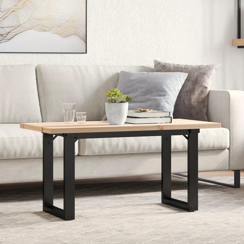 Tavolino salotto | Tavolino da caff¨¨ | Tavolino da Soggiorno Telaio a O 100x50x45,5 cm Legno Pino e Acciaio