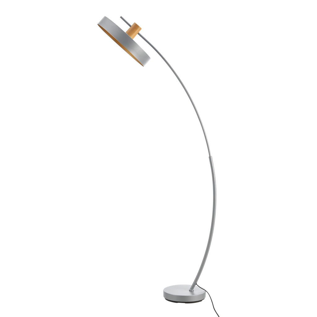 Lampada da Terra Stafford ad Arco Paralume a Cilindro Basso - Grigio - lux.pro