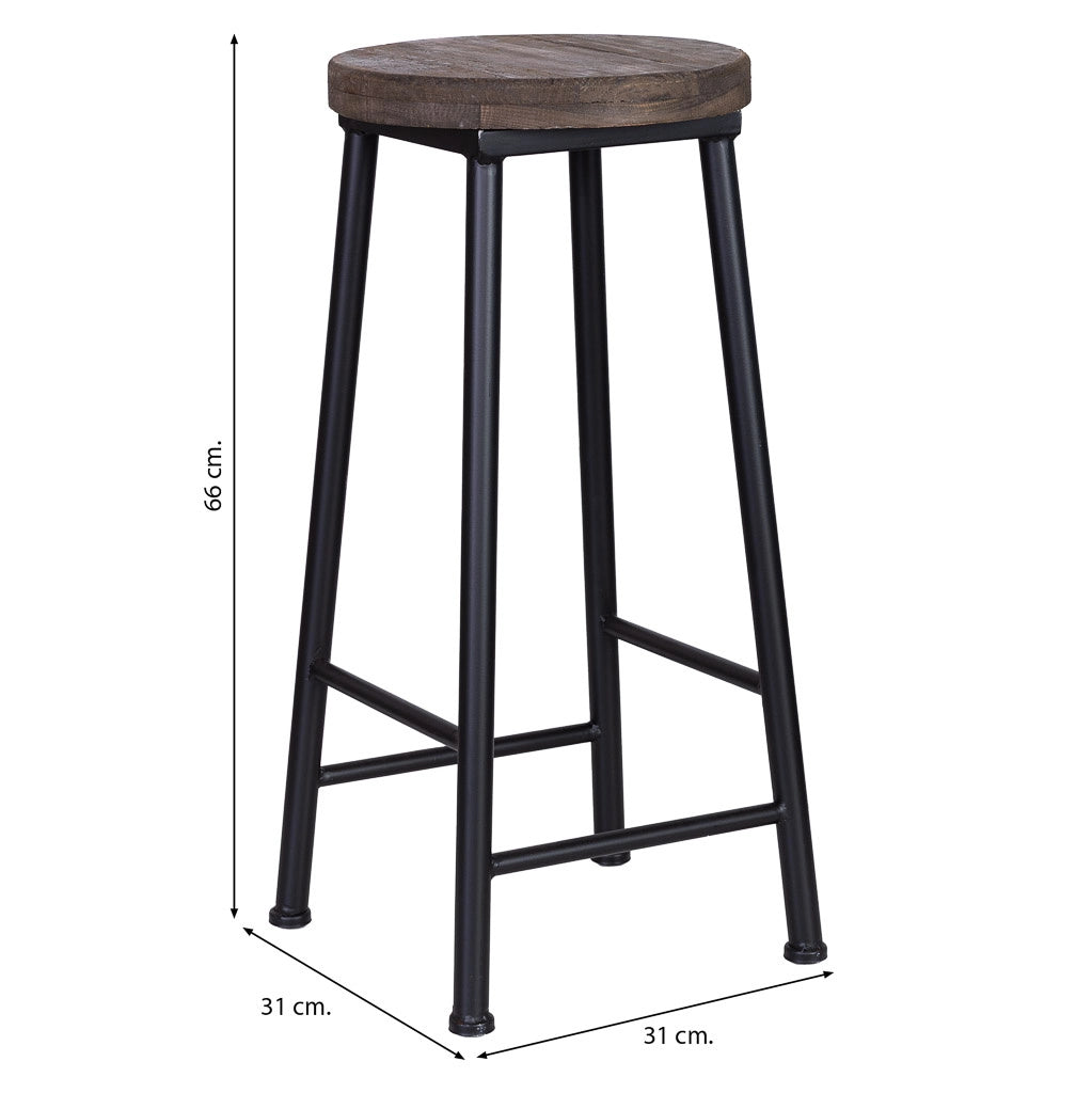 Sgabello in legno e metallo 31x31x66h cm