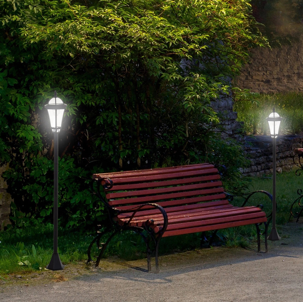 Set di 2 lanterne solari LED da giardino IP44 nere