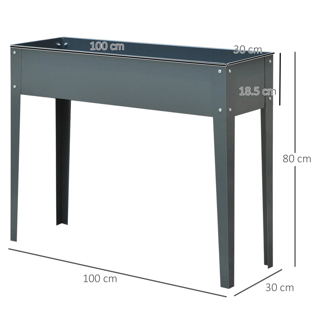 Fioriera rialzata in metallo 100x30x80 cm grigio scuro