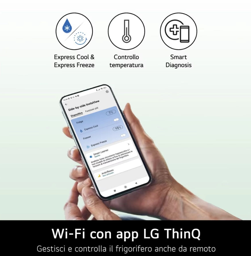 LG GML860PYFE Frigorifero Multidoor Slim, Classe E, 506L, Wi-Fi, Linear Cooling, Smart Diagnosis, Total No Frost,Argento