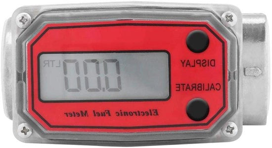 Giroidrometrio Digitale per Carburante Diesel e Benzina Flusso d'Acqua 15-120L/min 1" NPT (Colore: Rosso)