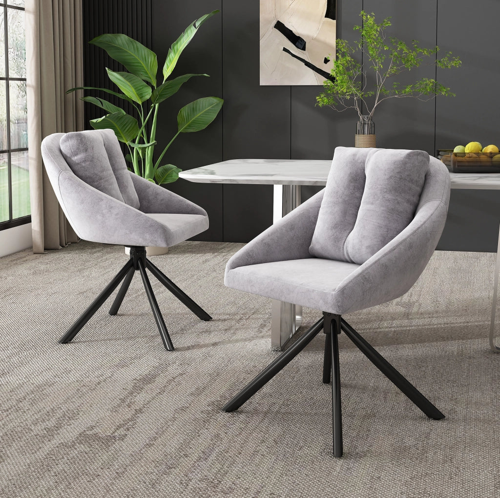 Set di 4 sedie girevoli in velluto grigio