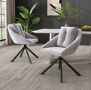 Set di 4 sedie girevoli in velluto grigio