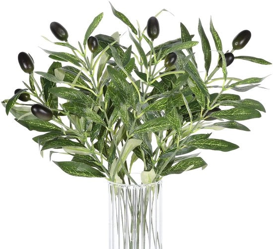 Decorazioni in stile ombrello a forma di rami di olivo - 5 pezzi - 28 cm - Indoor/Outdoor - Senza manutenzione - Materiale ABS di alta qualità - Finto pianta
