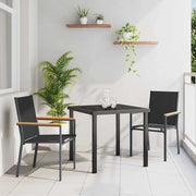 Set da Pranzo per Giardino 3 pcs Nero